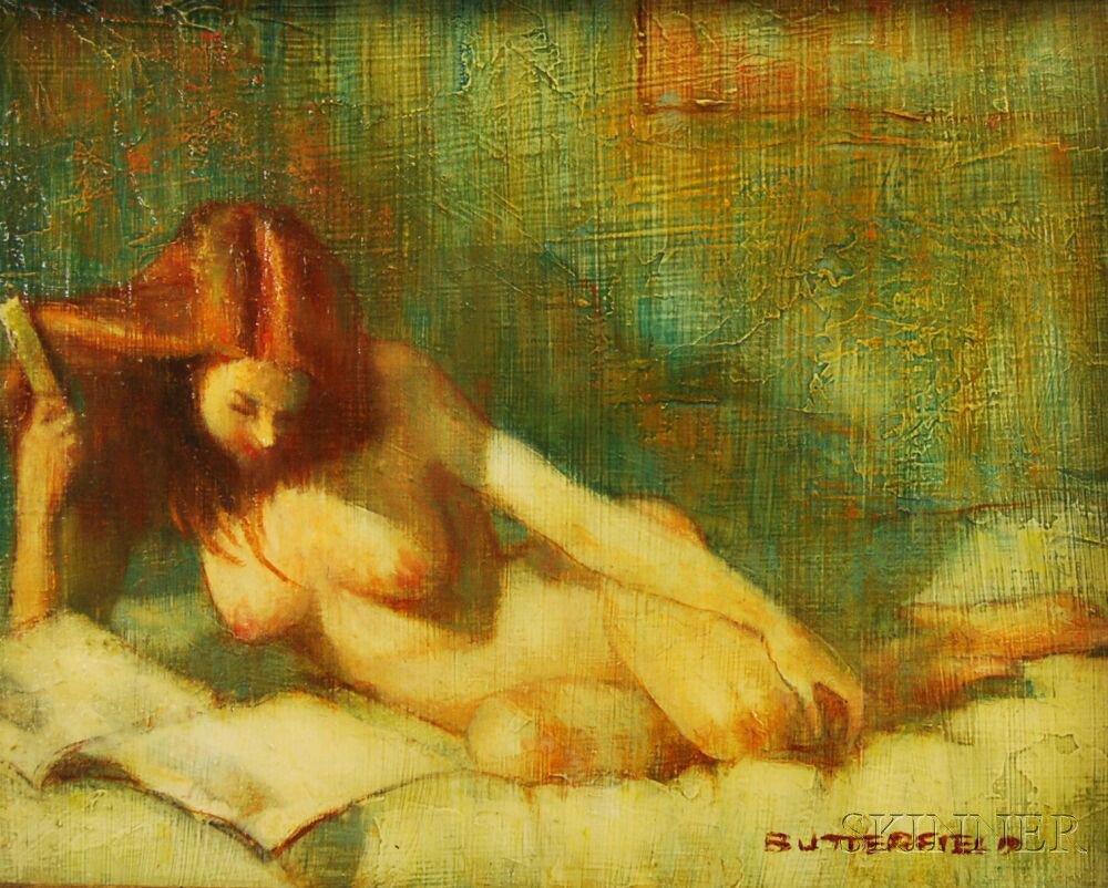 Appraisal: W Cortland Butterfield American - Nude Reading Signed BUTTERFIELD l