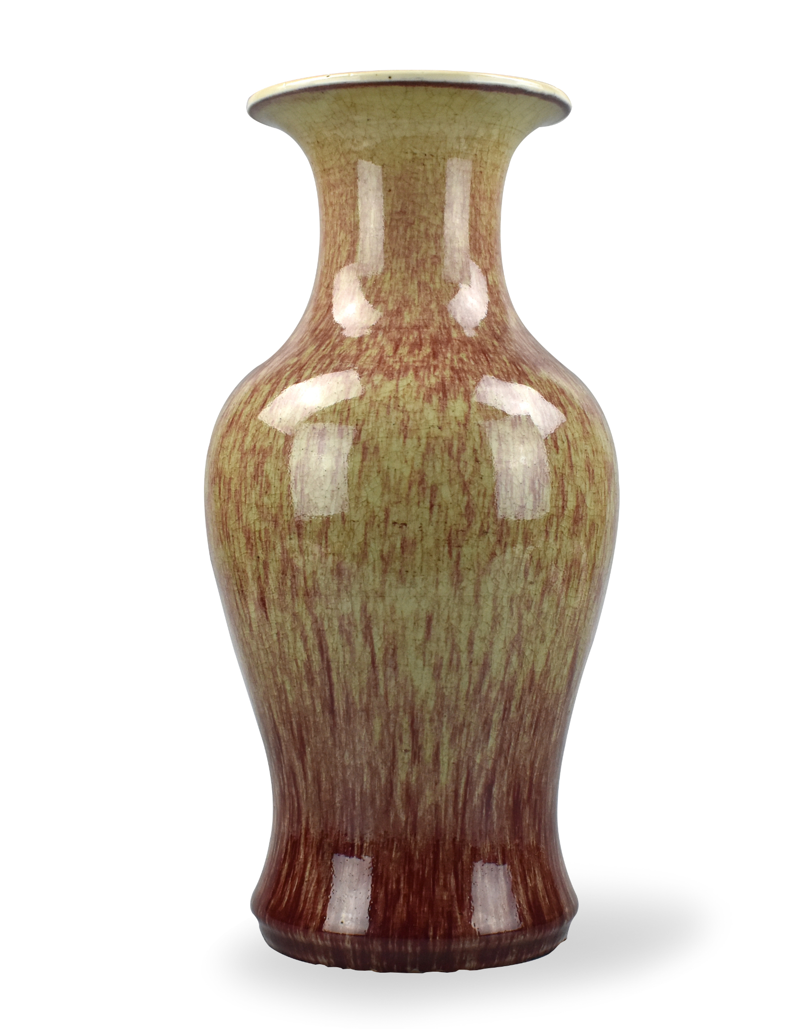 Appraisal: Chinese th C red langyao glaze vase with crackled glaze