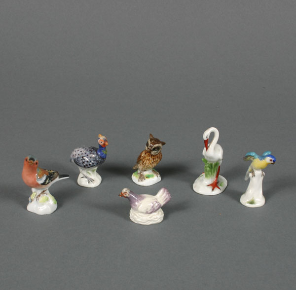 Appraisal: Six Meissen miniatures various hand painted birds Tallest H Marked