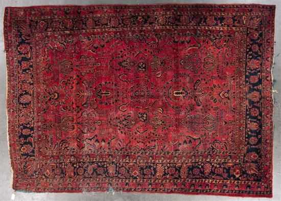 Appraisal: Antique Sarouk carpet Persia circa x Estimate - Worn edged