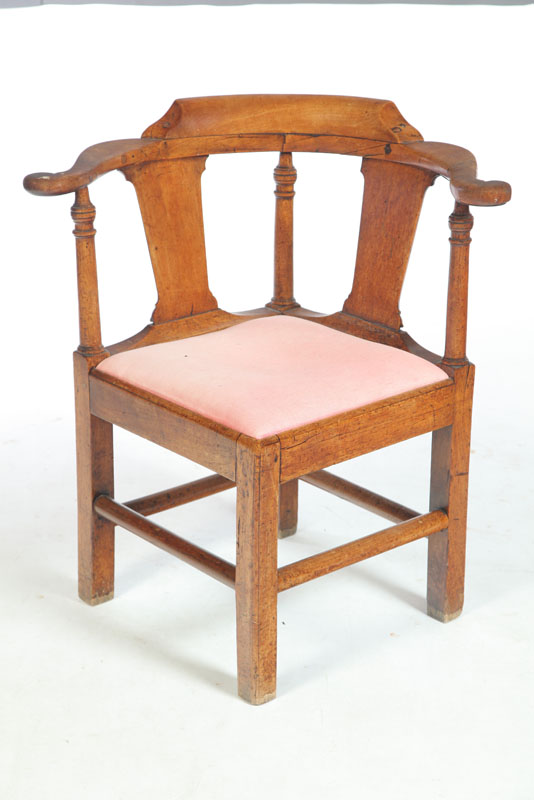 Appraisal: CORNER ARMCHAIR England late th century mahogany with old finish