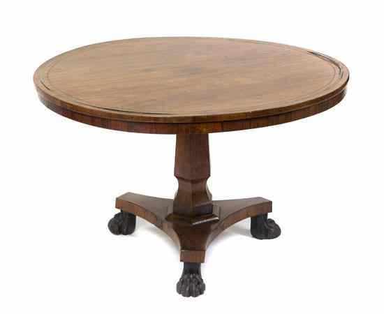 Appraisal: A Regency Breakfast Table having a circular top with bronze