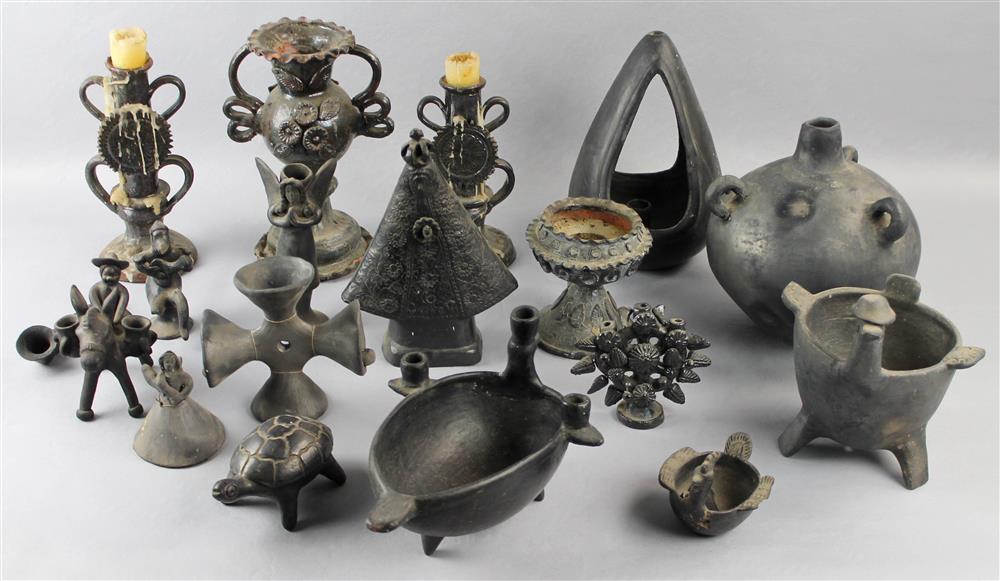 Appraisal: COLLECTION OF MEXICAN BLACK CLAY ITEMS This style of pottery