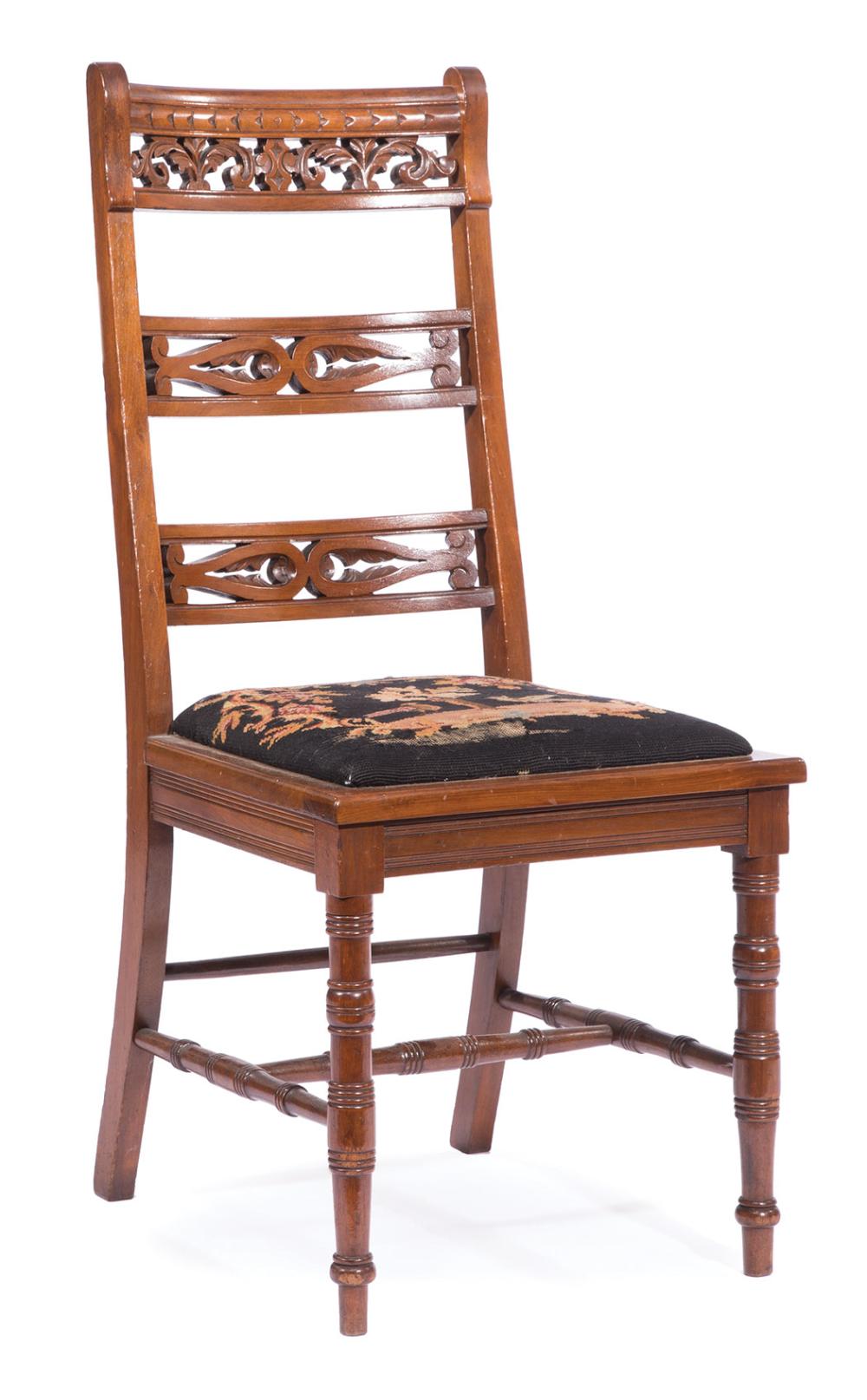 Appraisal: American Aesthetic Carved Mahogany Hall Chair mid- th c back