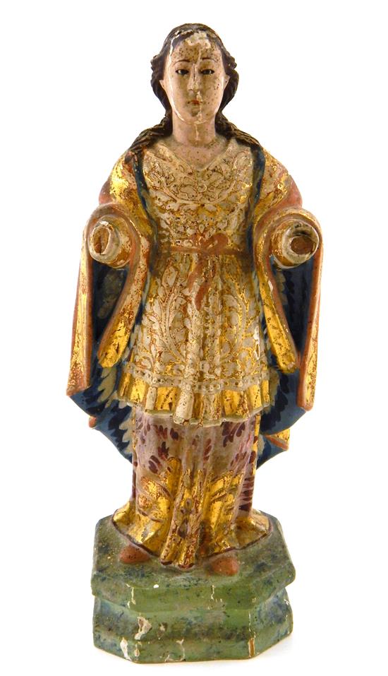 Appraisal: Santos Spanish Colonial th C wood with polychrome and gilt