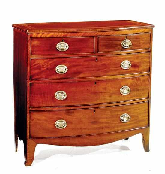 Appraisal: English Victorian inlaid mahogany bowfront chest of drawers last quarter