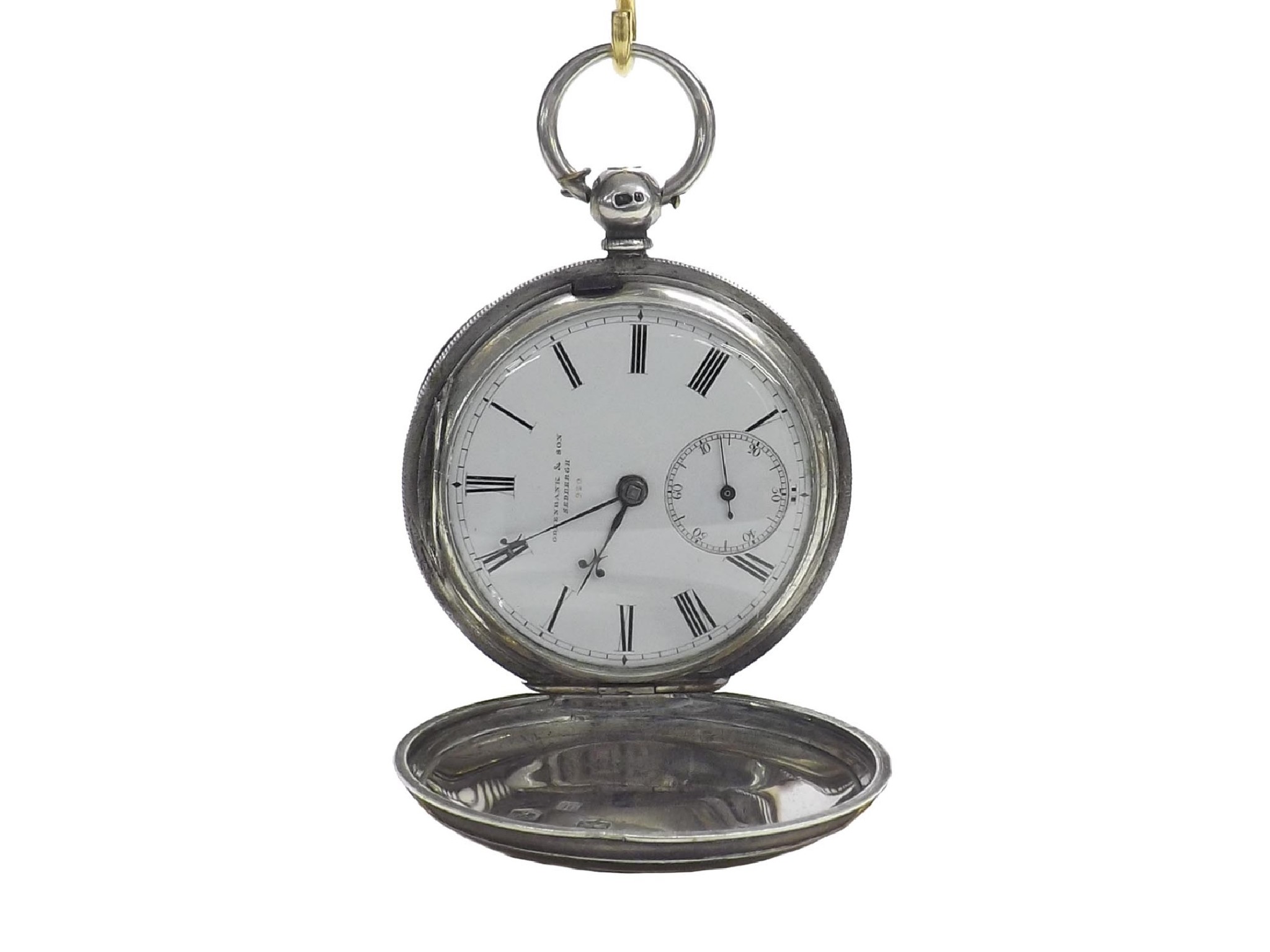 Appraisal: Silver fusee lever hunter pocket watch Chester signed Greenbank Son