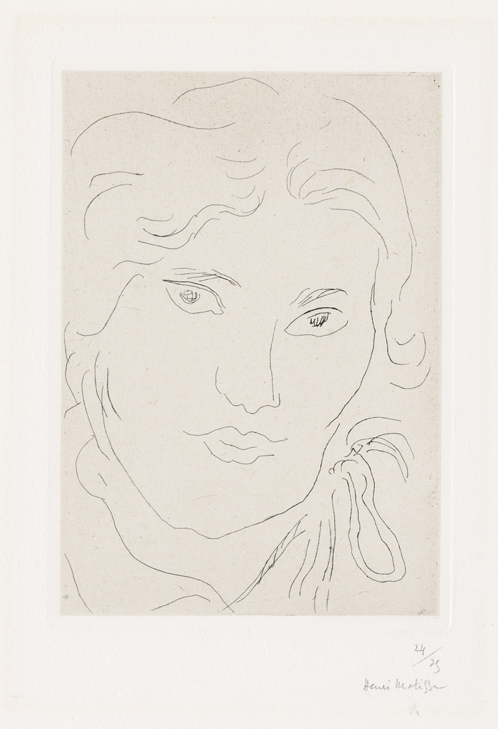 Appraisal: HENRI MATISSE Jeune fille de face flot de ruban sur