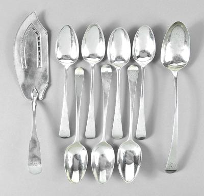 Appraisal: George III English silver flatware London - seven Old English