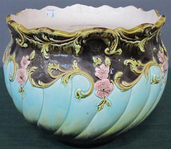 Appraisal: JARDINIERE A large English majolica glazed