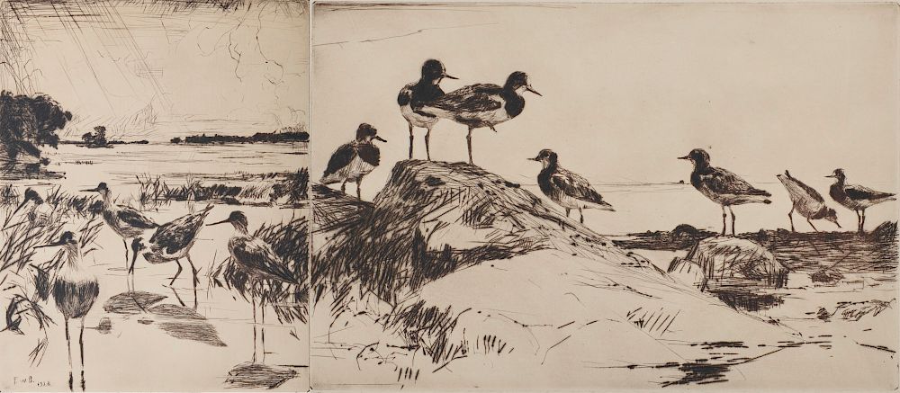 Appraisal: FRANK WESTON BENSON American - Turnstones and Yellowlegs in Sunlight