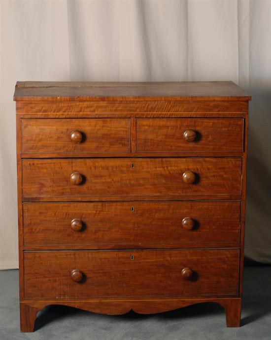 Appraisal: An th C Tiger Maple Chest of Drawers with pine