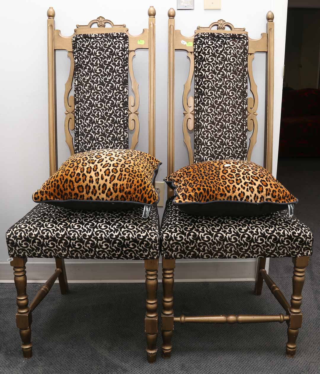 Appraisal: Pair of upholstered hall chairs