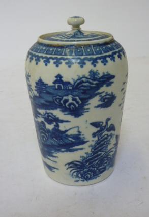 Appraisal: A FIRST PERIOD WORCESTER TEA CANISTER AND COVER of flared