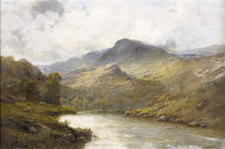 Appraisal: ALFRED DE BREANSKI SENIOR BRITISH - FISHING ON A HIGHLAND