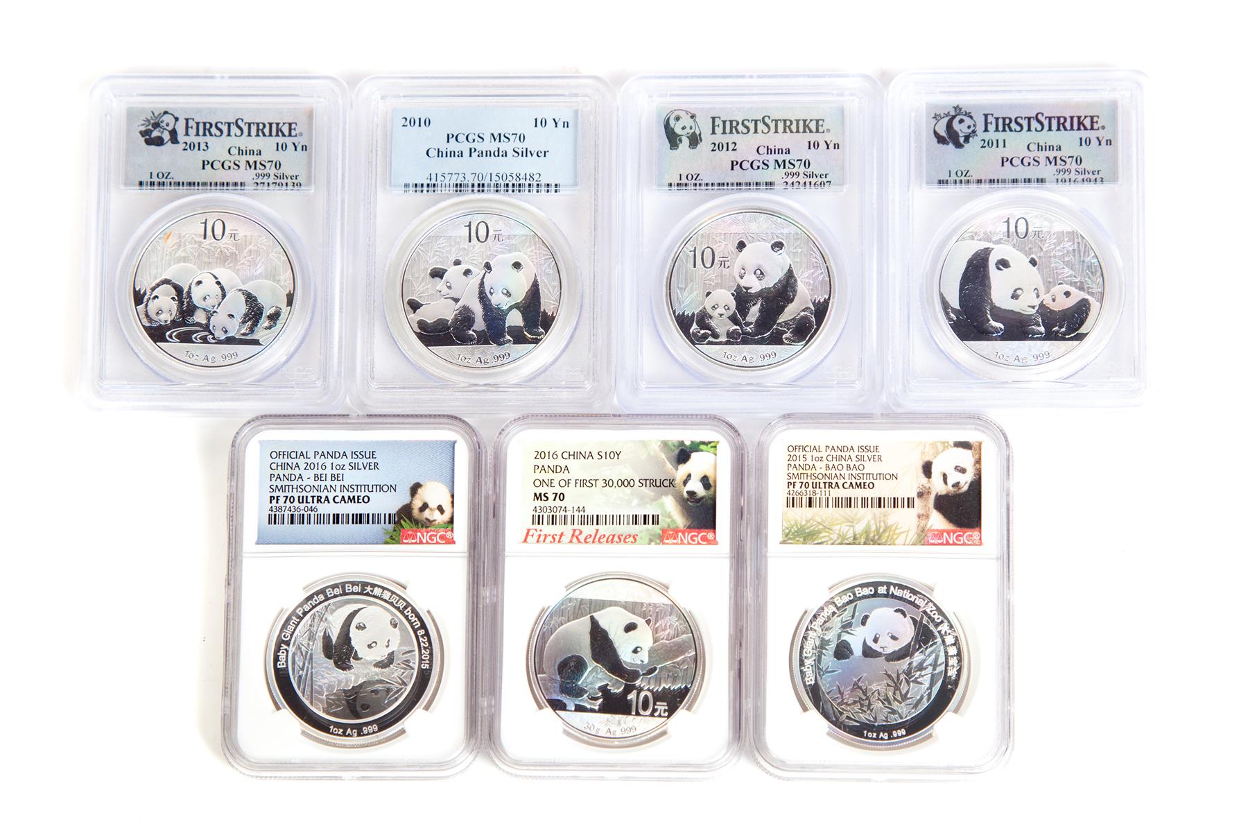 Appraisal: SEVEN SILVER CHINESE COINS Four First Strike S Y PCGS