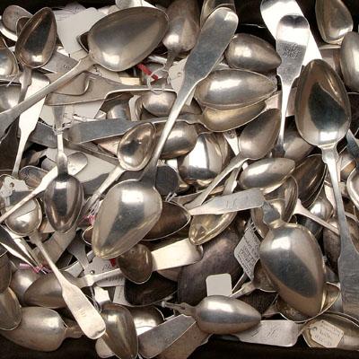 Appraisal: coin silver spoons various makers some unmarked oz T detailed