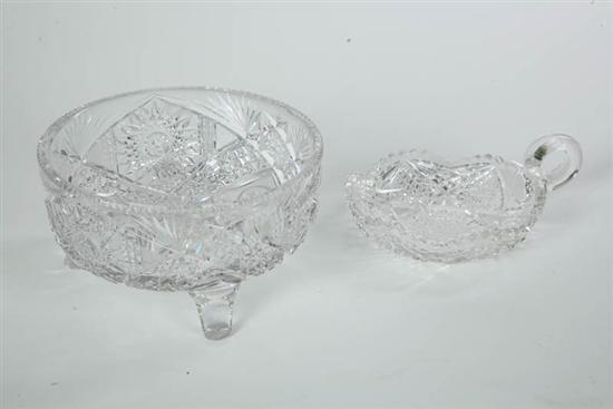 Appraisal: TWO PIECES CUT GLASS Nappy signed Wright d Footed bowl