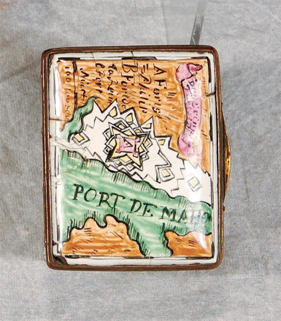 Appraisal: English enamel box th century rectangular body with hinged lid