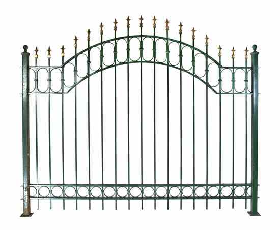 Appraisal: A Painted and Parcel Gilt Steel Fence in six arched