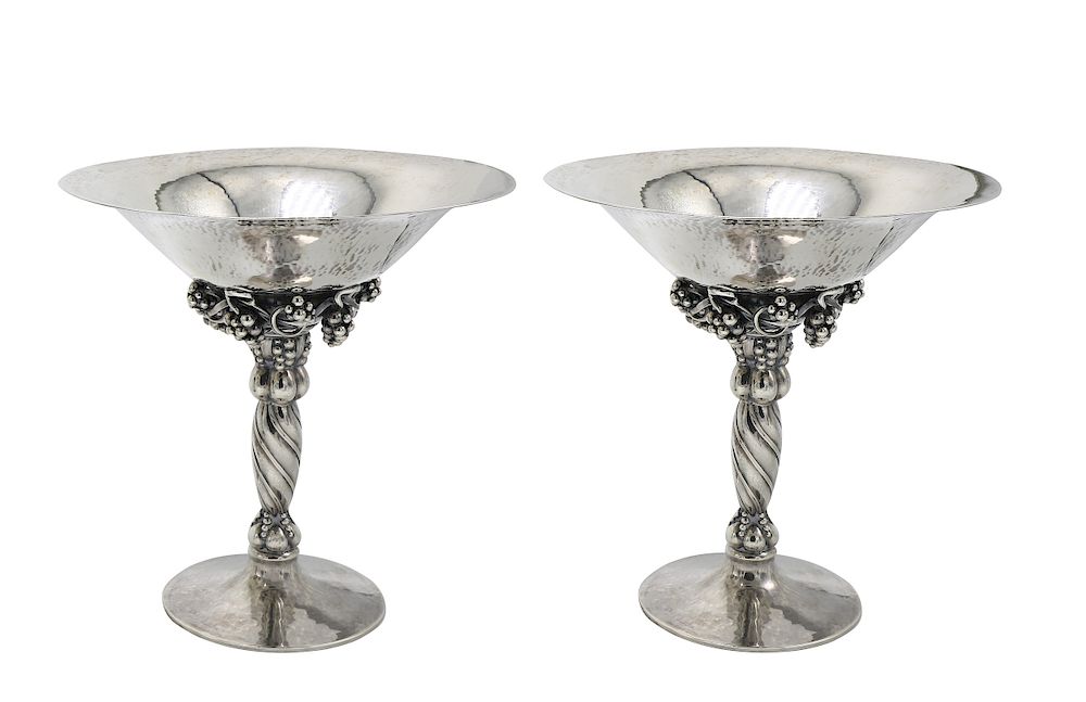 Appraisal: Georg Jensen Sterling Silver Grape Tazza Pattern Compotes Georg Jensen