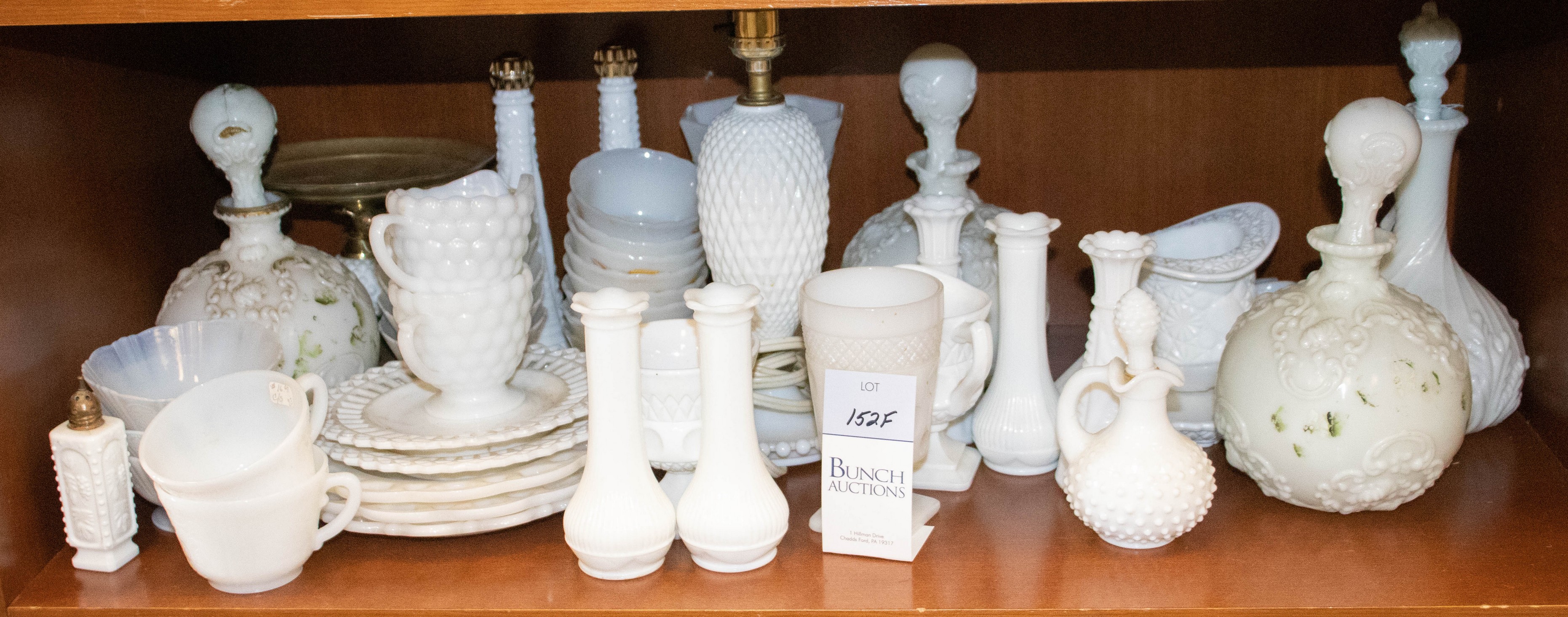 Appraisal: Pcs milk glass c o dresser bottles one with chip