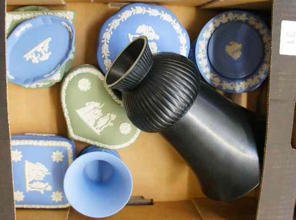 Appraisal: A collection of Wedgwood jasperware including dishes vases boxes etc