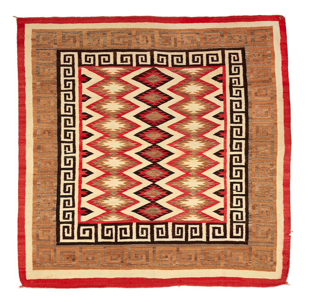 Appraisal: Navajo Rug Polychrome Navajo rug Dimensions x Processing and shipping