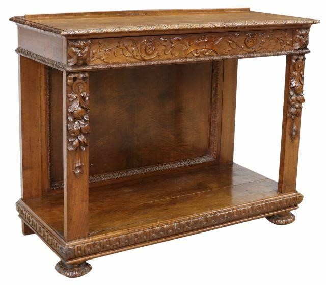 Appraisal: Italian Renaissance Revival carved walnut console table late th c