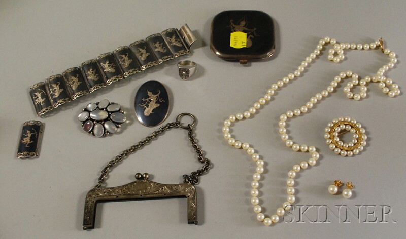 Appraisal: Group of Pearl and Sterling Silver Jewelry including a cultured