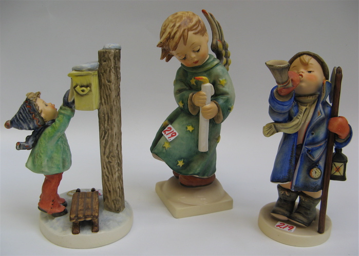 Appraisal: THREE HUMMEL FIGURES Letter to Santa Claus HUM H TM-