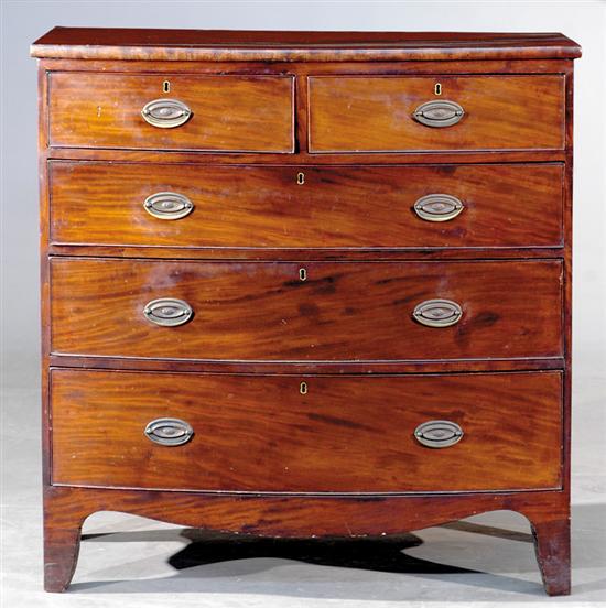 Appraisal: Georgian style bow front mahogany chest of drawers circa shaped