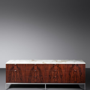 Appraisal: Florence Knoll American - CredenzaKnoll Associates USA rosewood marble chrome-plated