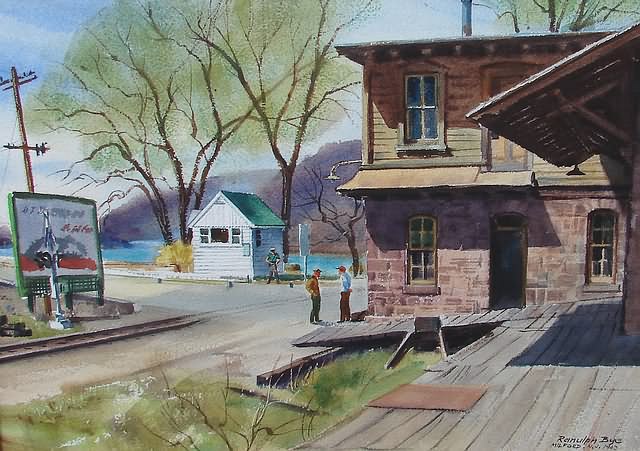 Appraisal: Milford Railroad Station watercolor x SLR Artist American - S