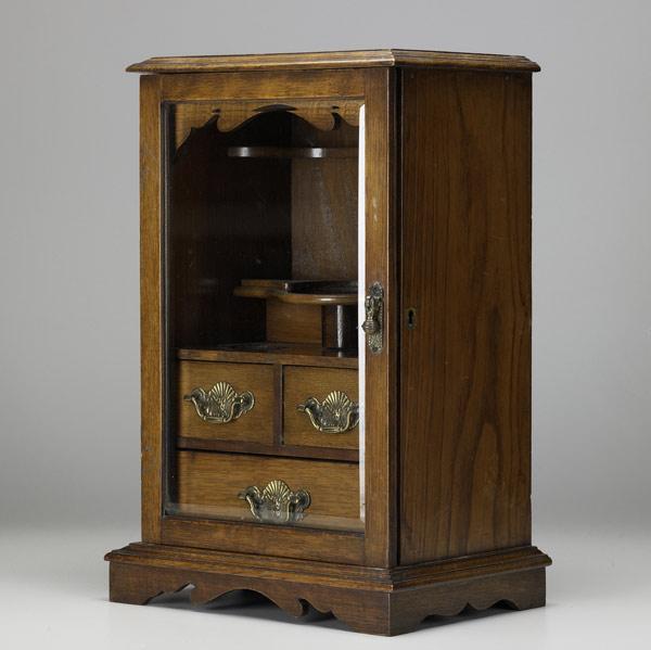 Appraisal: SCIENTIFIC INSTRUMENT CABINET With glass door and interior drawers late