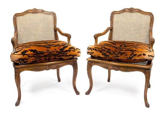 Appraisal: Sale Lot A Pair of Louis XV Style Oak Bergeres