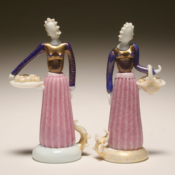 Appraisal: Artisti Barovier pasta glass figures by Ercole Barovier 's Pink