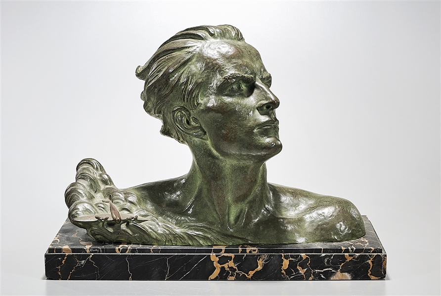 Appraisal: Bronze bust of Jean Mermoz by Alexandre Ouline Belgian active