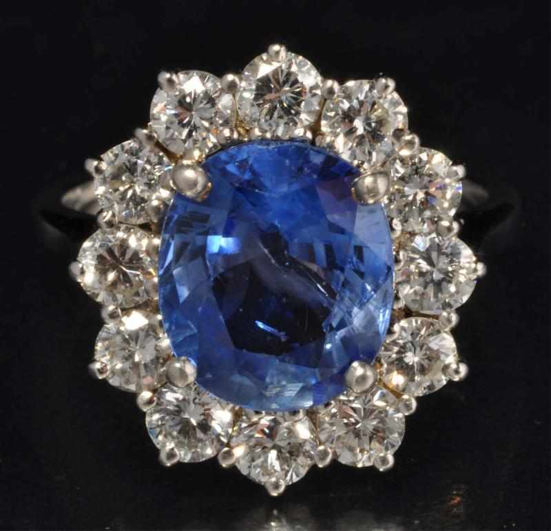 Appraisal: K W Gold Diamond Sapphire Ring Description Diamonds ctw Sapphire