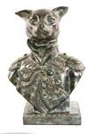 Appraisal: BRONZE STATUE - Anthropomorphic Bust of a Cat in a