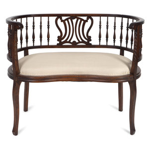 Appraisal: An Edwardian Mahogany Settee EARLY TH CENTURY Height x length