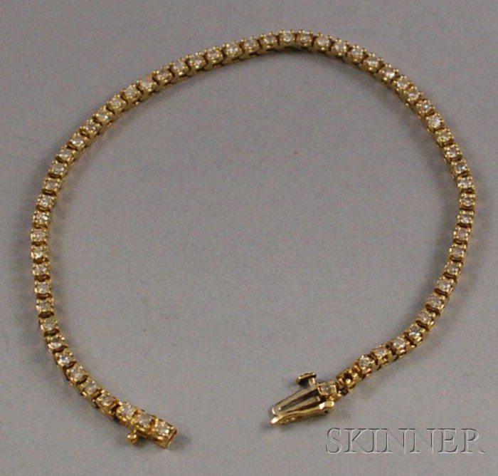 Appraisal: kt Gold and Diamond Bracelet lg in total dwt missing