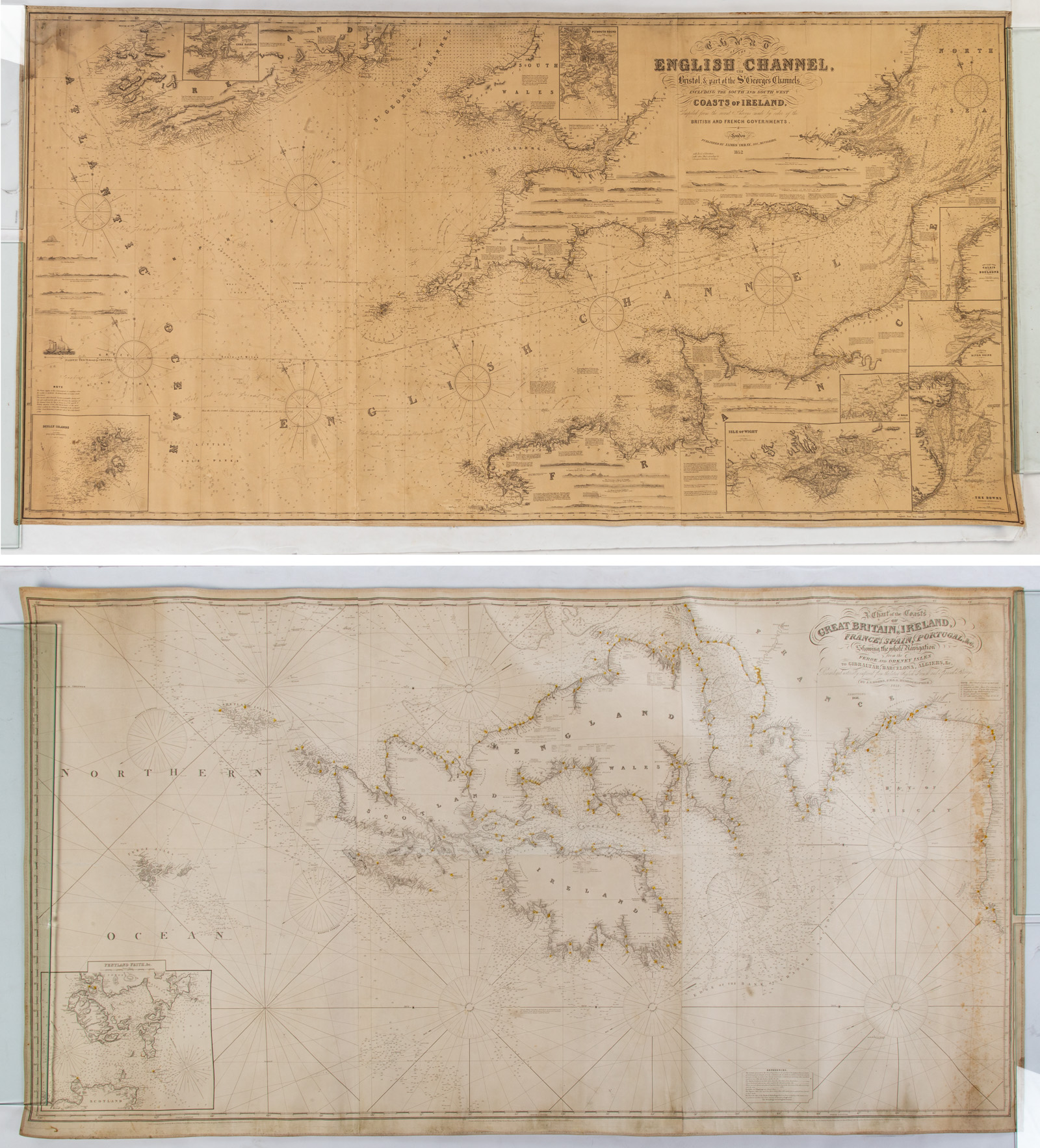 Appraisal: TWO NAUTICAL CHARTS WESTERN EUROPE S Comprising Chart of the