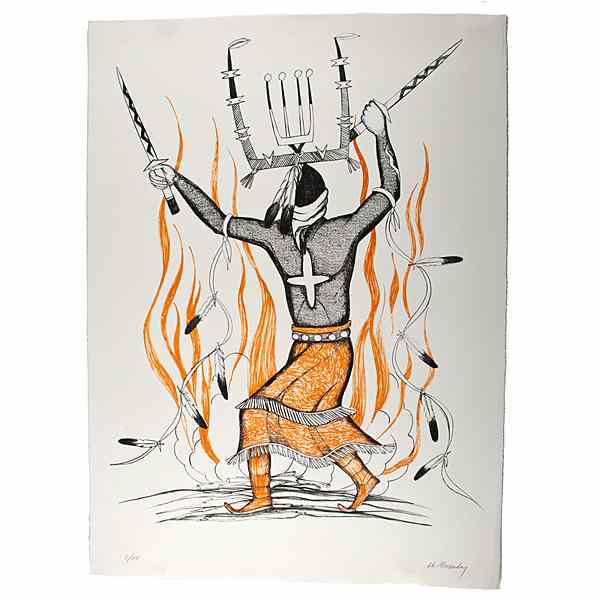 Appraisal: Al Momaday Kiowa Lithograph Apache Gan Dancer signed l r