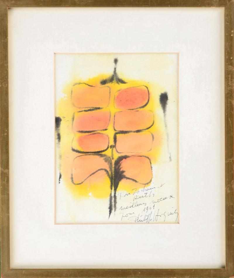 Appraisal: PHILIPPE HIQUILY FRENCH b SKETCH FOR A SCULPTURE Watercolor on