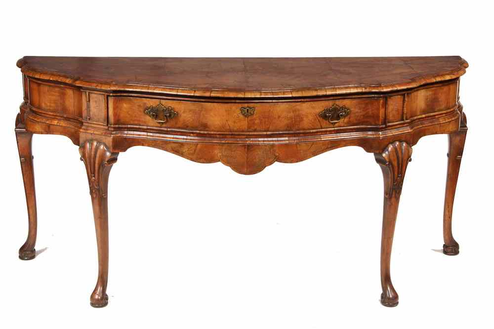 Appraisal: QUEEN ANNE SERVER - English Queen Anne Period Walnut Bowfront