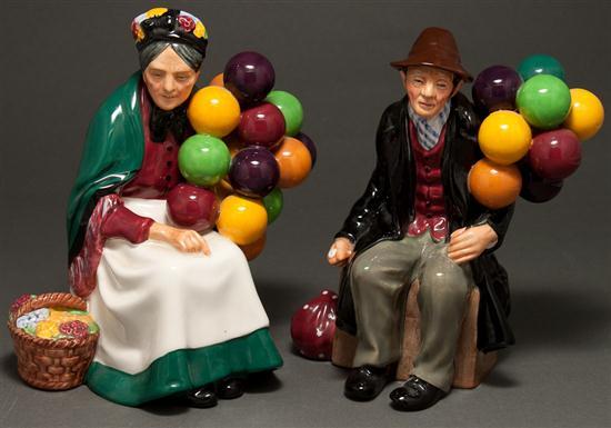 Appraisal: Two Royal Doulton china figures The Old Balloon Seller and