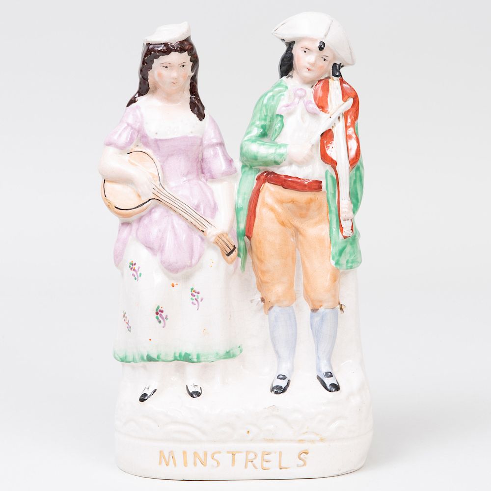 Appraisal: Staffordshire Pottery 'Minstrels' Flatback Figure Group in high Collection of