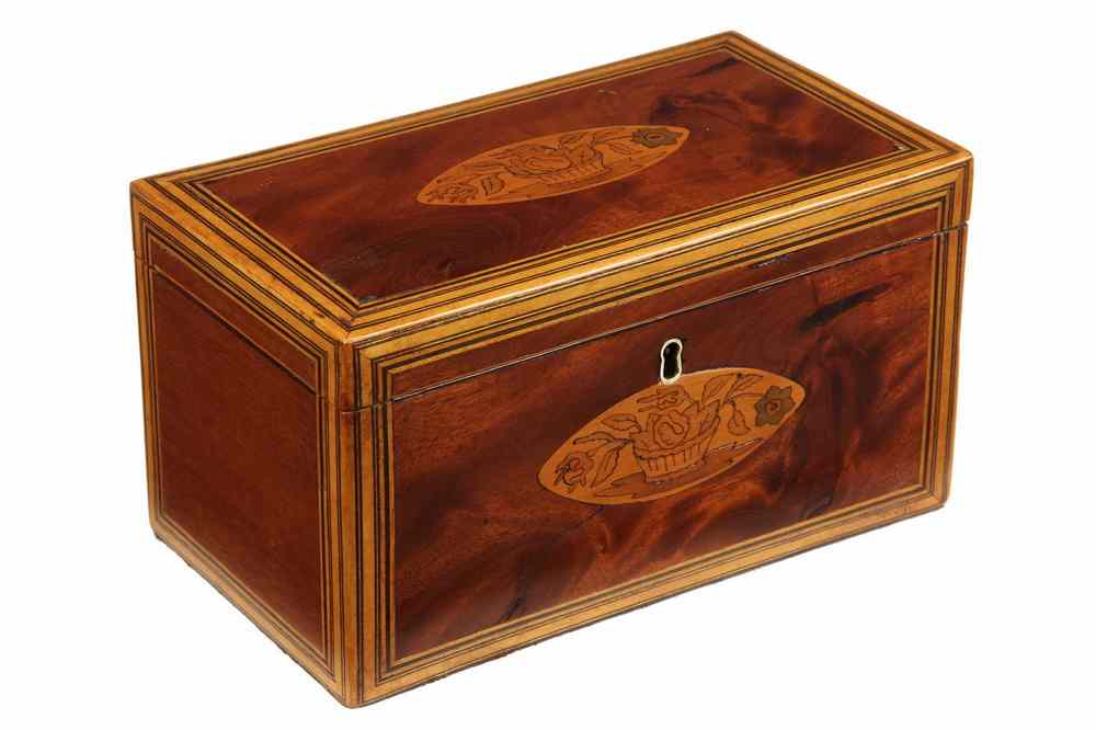 Appraisal: ENGLISH TEA CADDY - Fine Federal Tea Caddy in flame