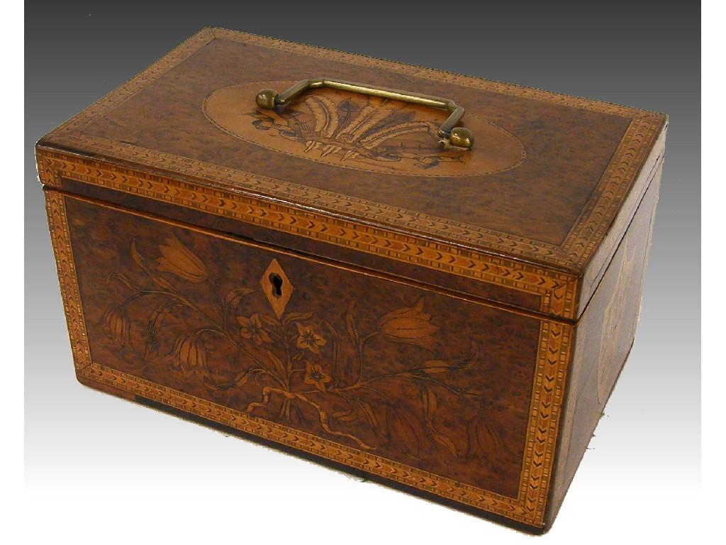 Appraisal: Good early th century yew wood three division inlaid tea